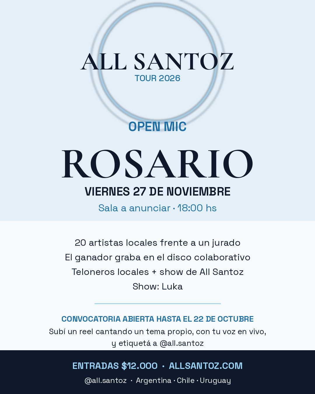 Imagen de ALL SANTOZ TOUR 2026 — Open mic en Rosario